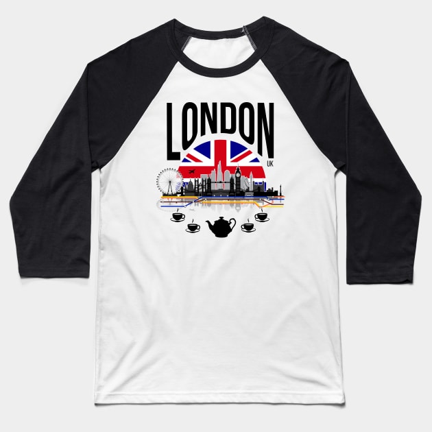 London - black text Baseball T-Shirt by Milmino